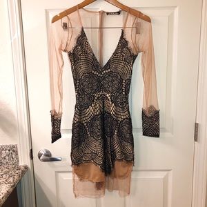 For Love & Lemons Black Lace Dress